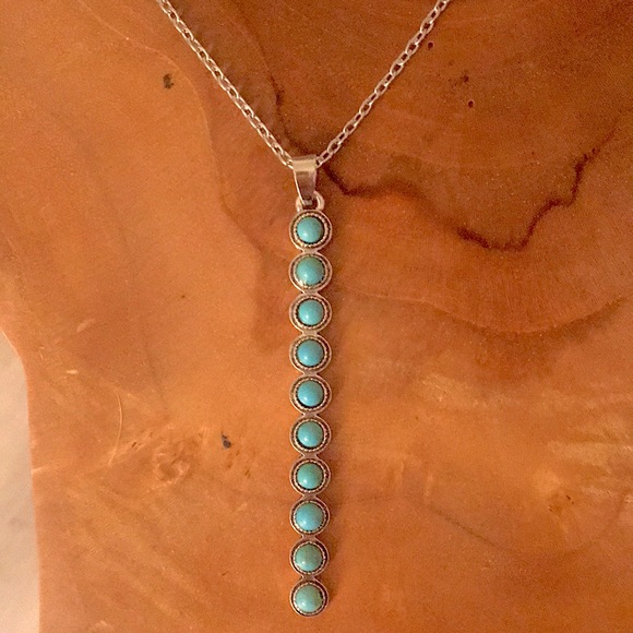 Boho Turquoise Drop Necklace - Picture 2 of 9